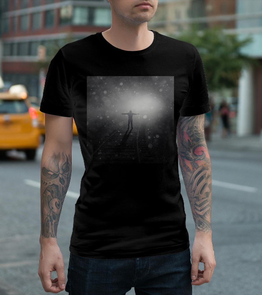 Train To Catch Mysterious Foggy Railroad Scene T-Shirt