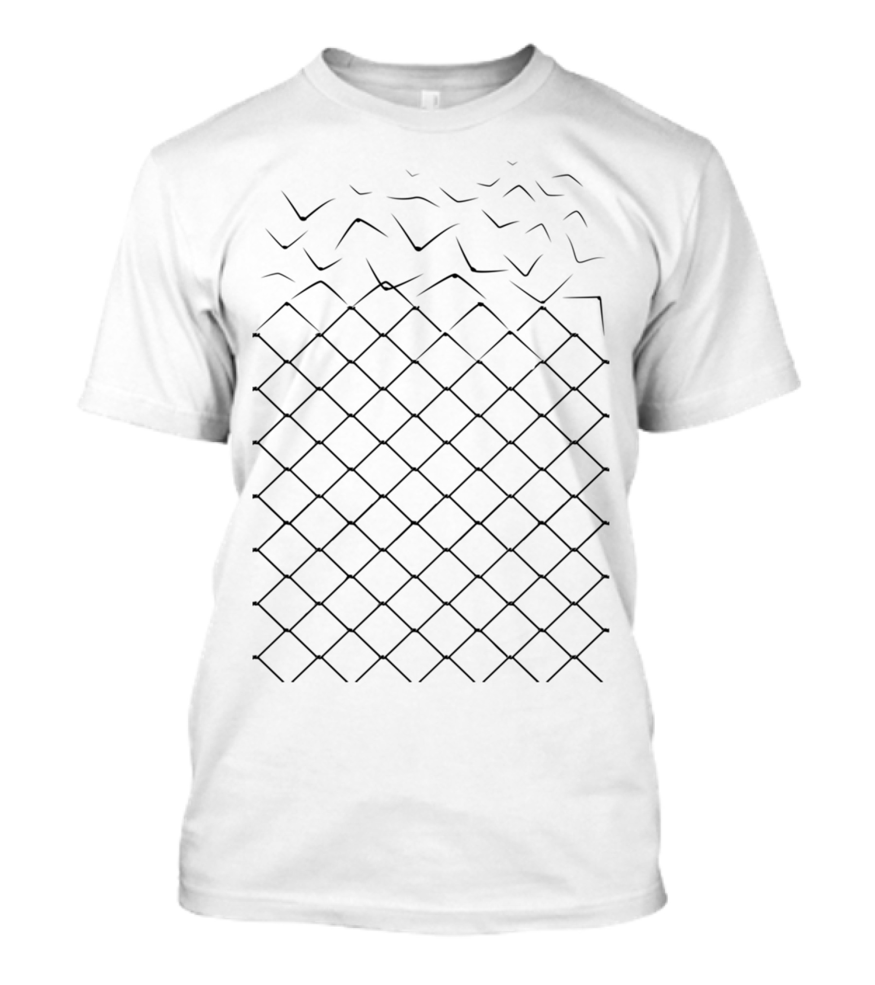 Geometric Fence Transforming To Bird Pattern Fence Illusion T-Shirt