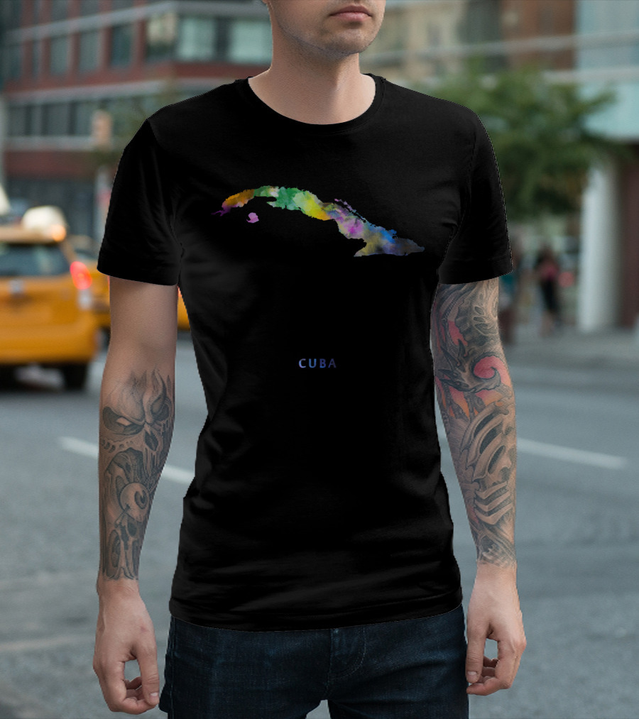 Cuba Map Colorful Watercolor T-Shirt