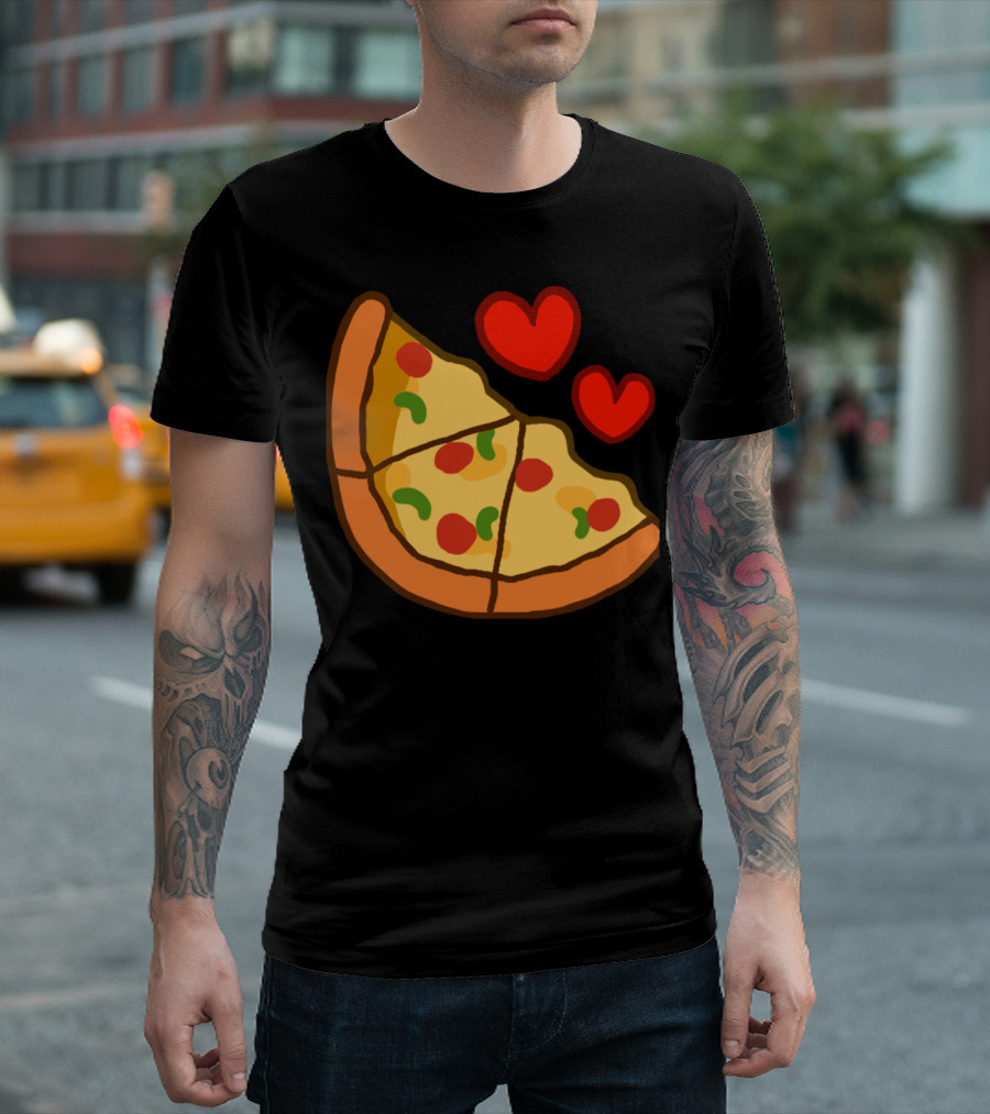 I Love Pizza Slice With Hearts T-Shirt