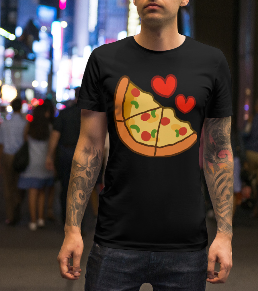 I Love Pizza Slice With Hearts T-Shirt