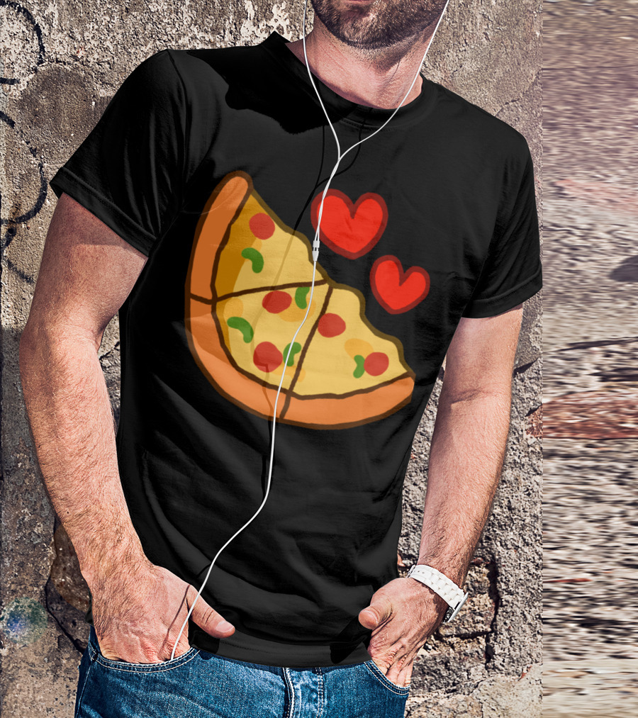 I Love Pizza Slice With Hearts T-Shirt