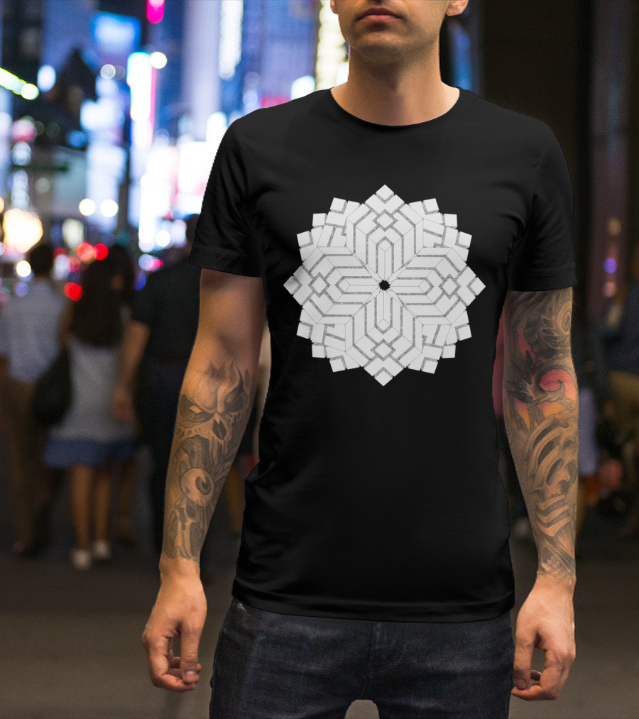 Cube Vision Geometric Interlocking Pattern Optical T-Shirt