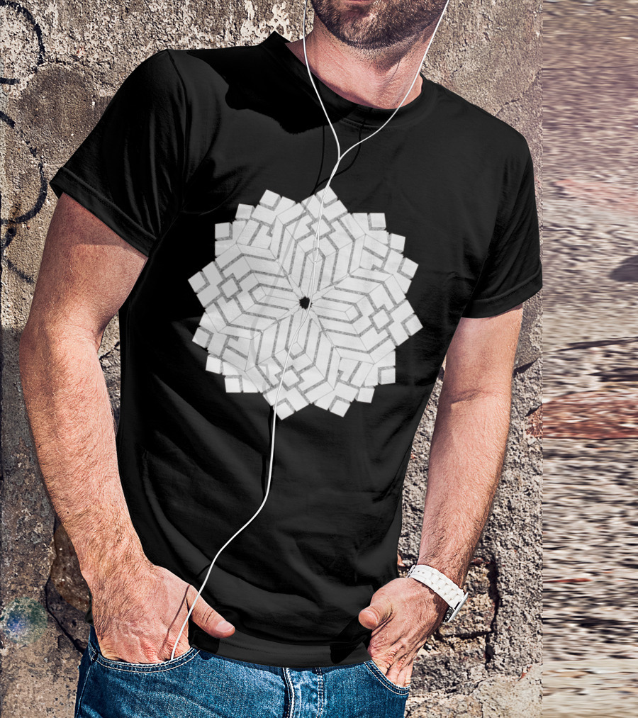 Cube Vision Geometric Interlocking Pattern Optical T-Shirt
