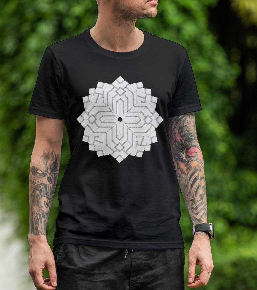 Cube Vision Geometric Interlocking Pattern Optical T-Shirt