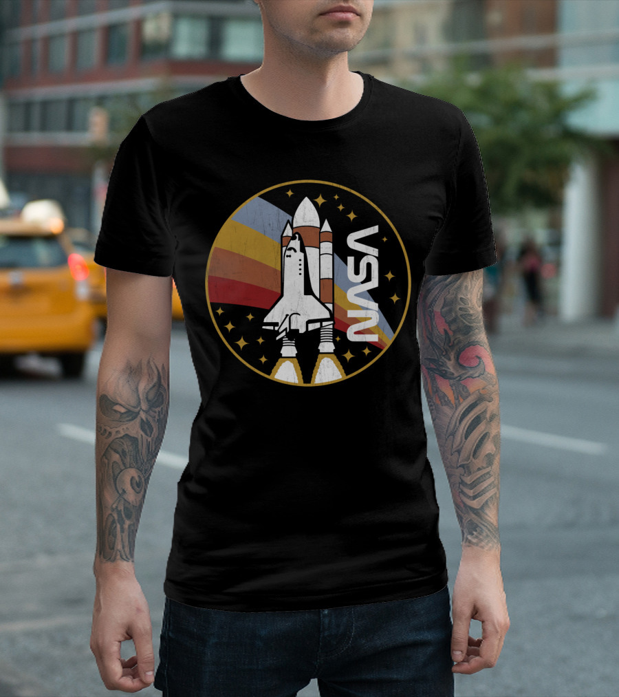 NASA Shuttle Vintage Launch Badge T-Shirt