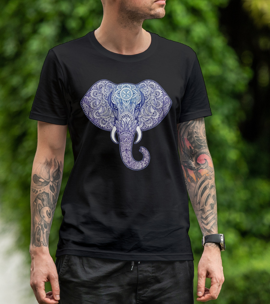 Mandala Elephant Intricate Doodle T-Shirt