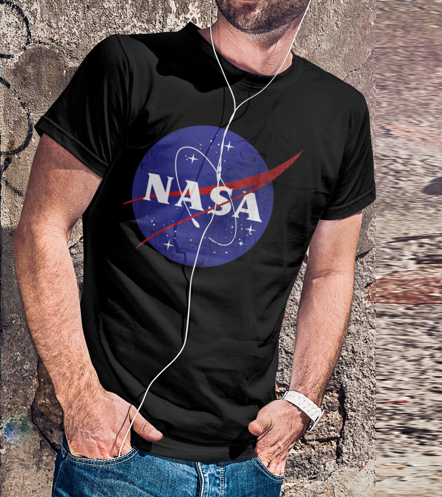 NASA Blue Vector Emblem With Red Vector Path And Stars T-Shirt
