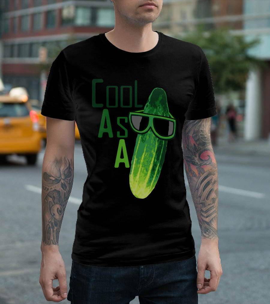 Cool As A Cuke T-Shirt With Sunglasses Cucumber T-Shirt