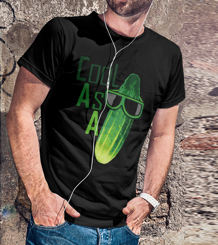 Cool As A Cuke T-Shirt With Sunglasses Cucumber T-Shirt