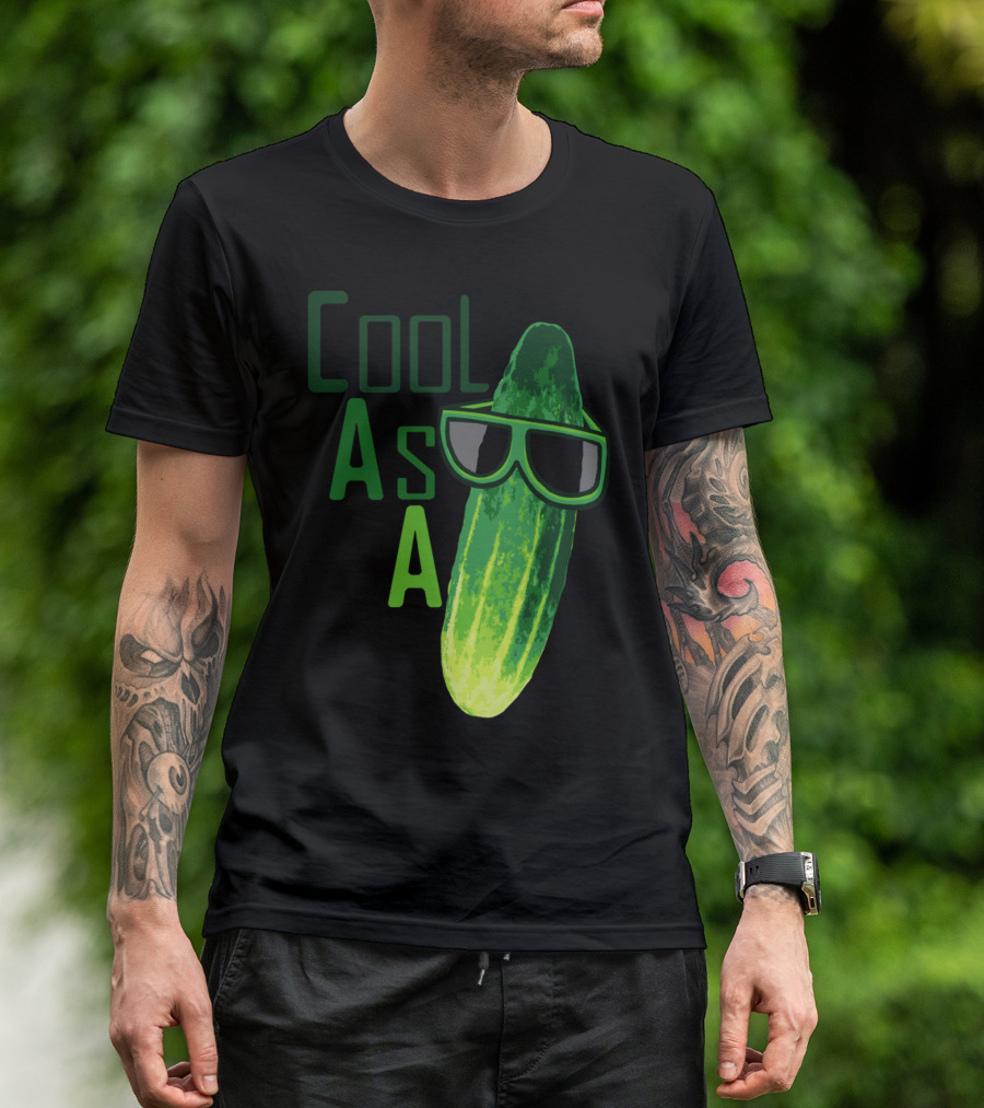 Cool As A Cuke T-Shirt With Sunglasses Cucumber T-Shirt