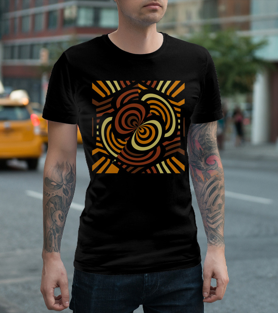 Geometric Infinity Optical Spiral Pattern Twisted Lines T-Shirt