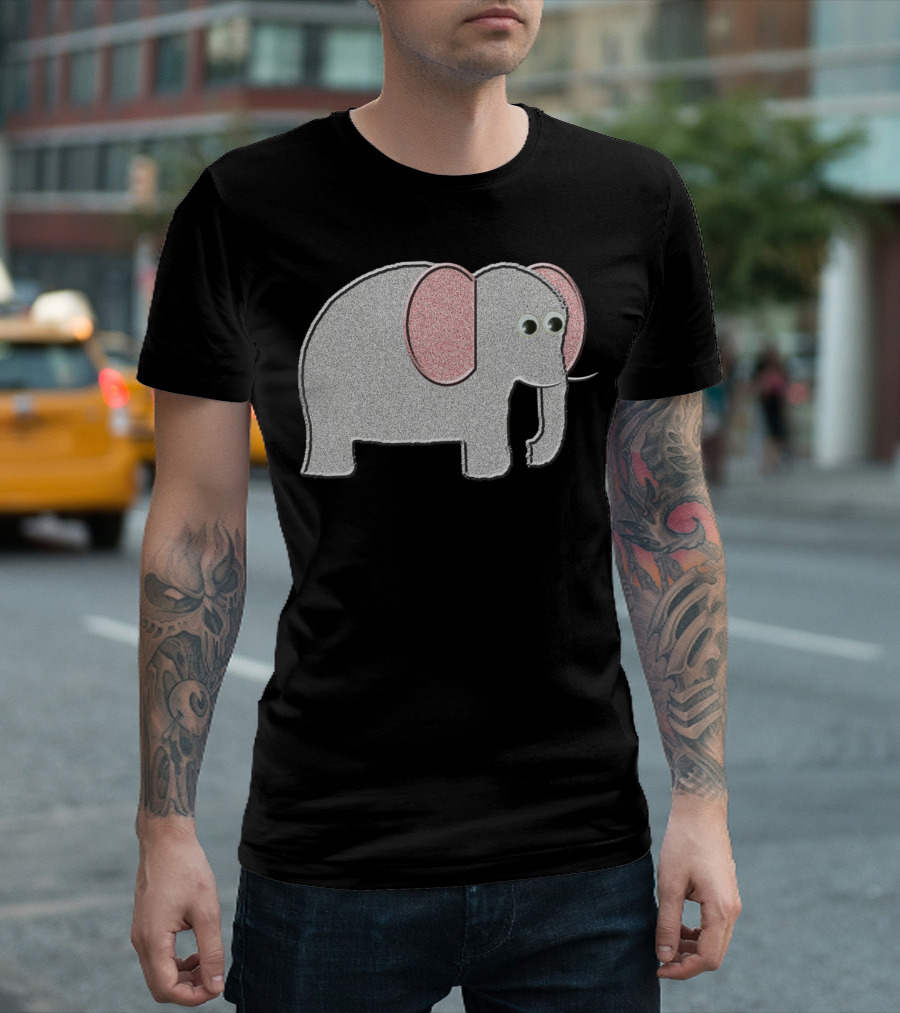 Elephant Sticke Glittery Cartoon Elephant with Googly Eyes T-Shirt