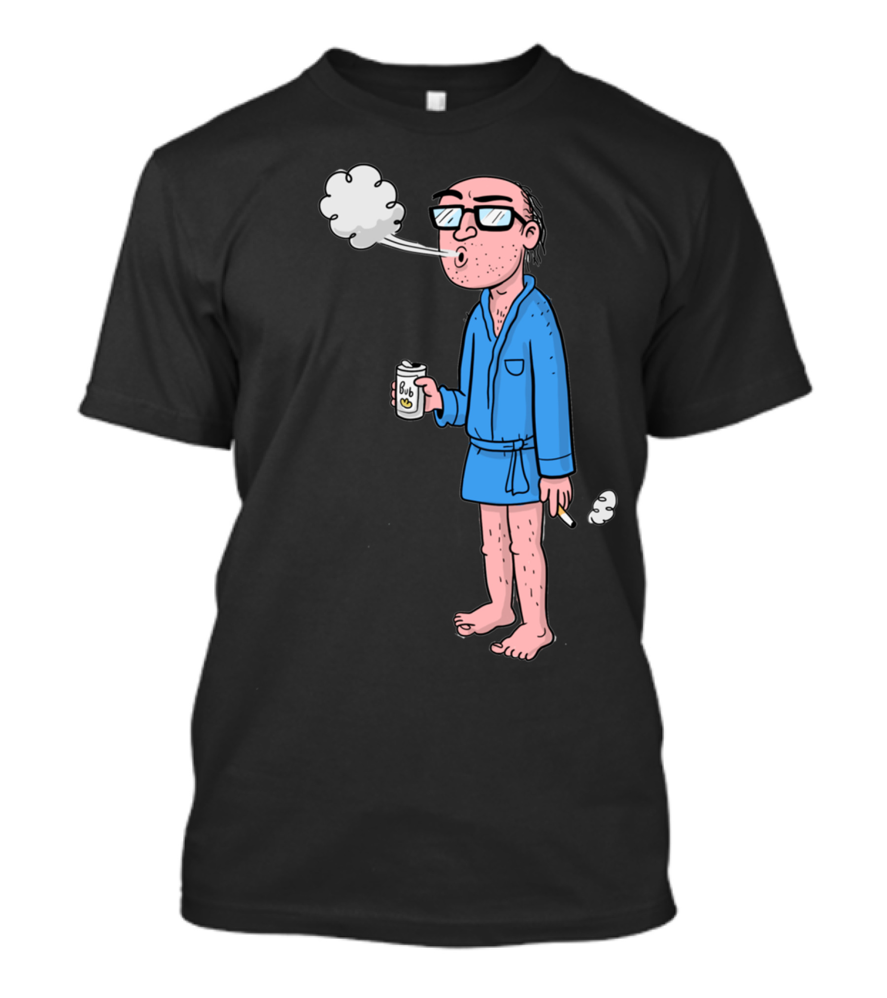 Chill Dude Relaxing With Drink And Smoke In Blue Robe T-Shirt