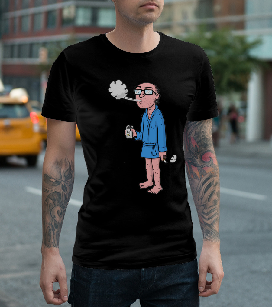 Chill Dude Relaxing With Drink And Smoke In Blue Robe T-Shirt