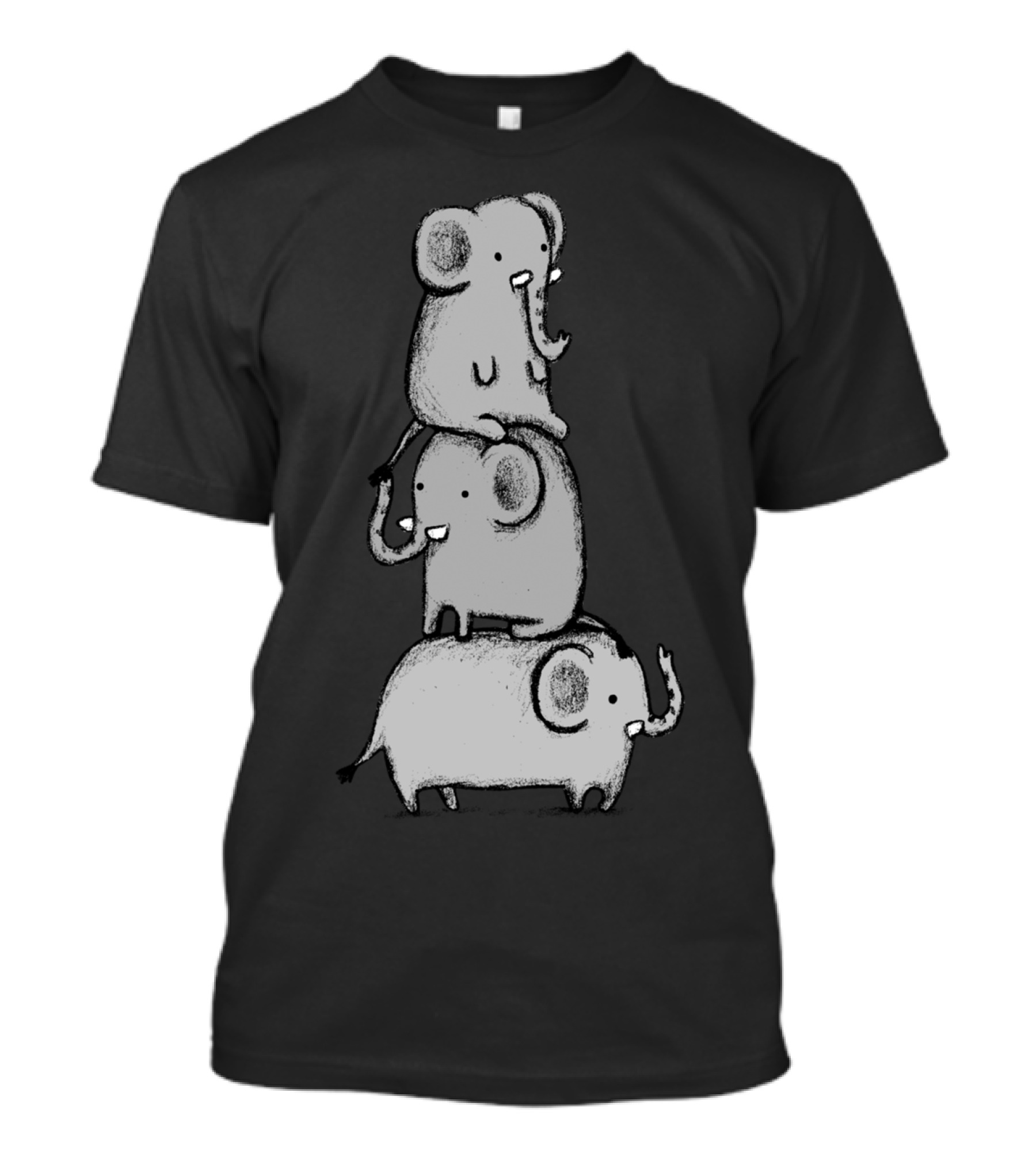 Elephant Totem Trio Stacked Playful Tower T-Shirt