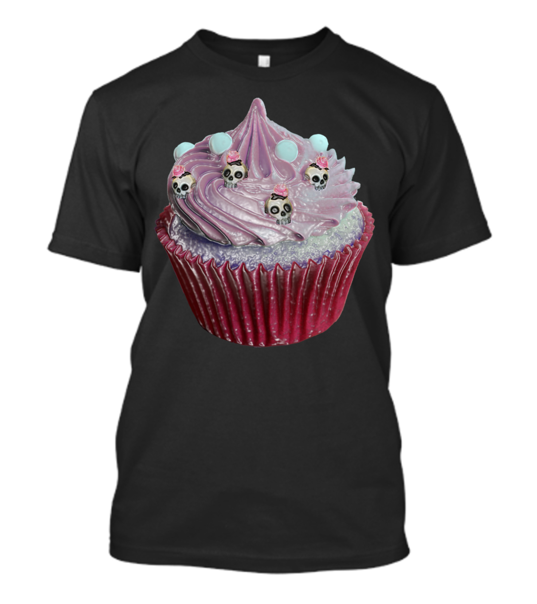 Cupcake Skulls With Pink Swirl And Pastel Candy Accents T-Shirt
