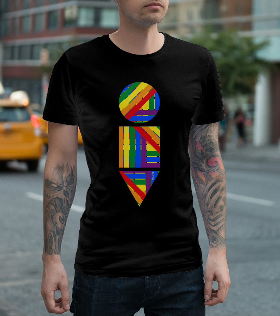 Geometric Rainbow Striped Symbol by KAMN T-Shirt