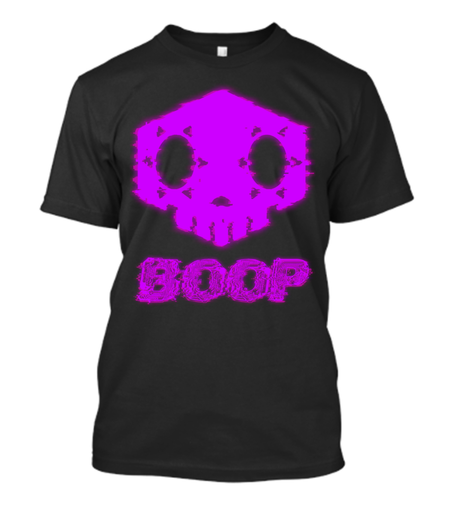 Boop Neon Glitch Skull Icon From Overwatch Sombra T-Shirt