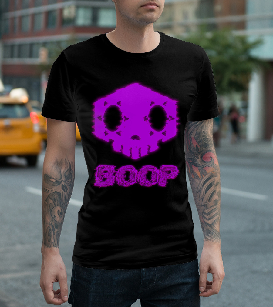 Boop Neon Glitch Skull Icon From Overwatch Sombra T-Shirt