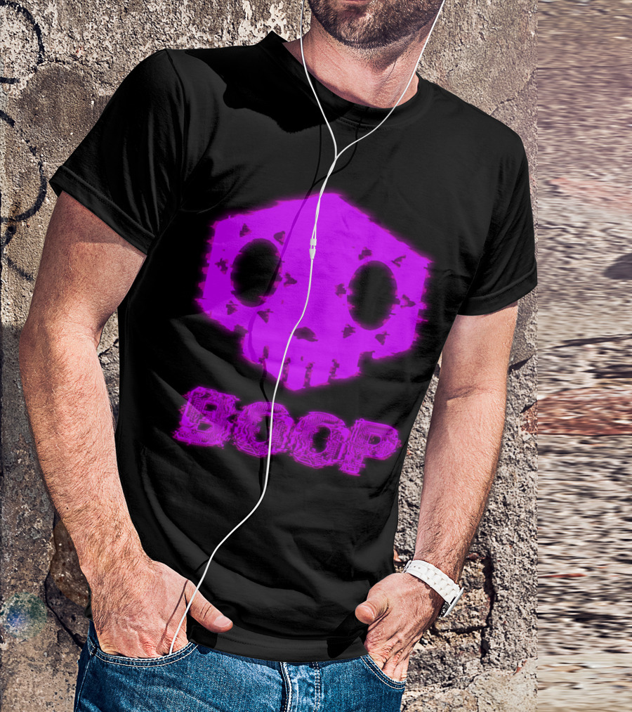 Boop Neon Glitch Skull Icon From Overwatch Sombra T-Shirt
