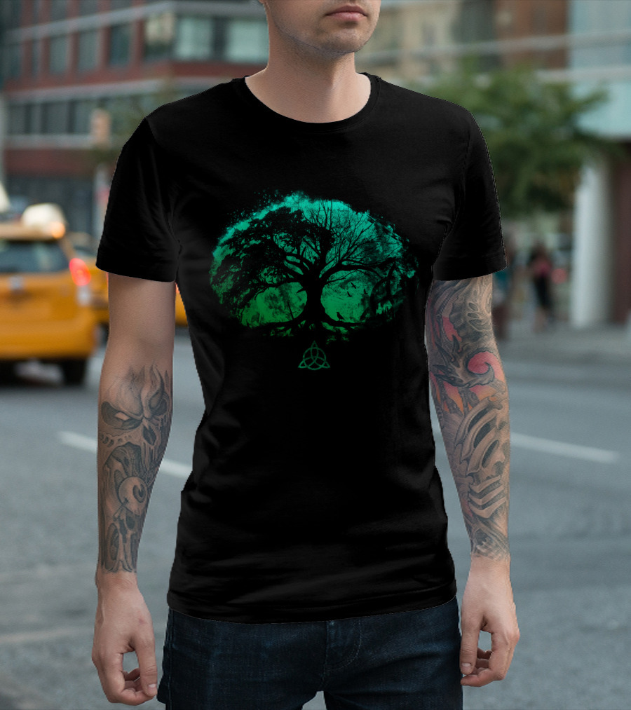 Tree Of Life Celtic Triquetra Symbol Green Forest T-Shirt