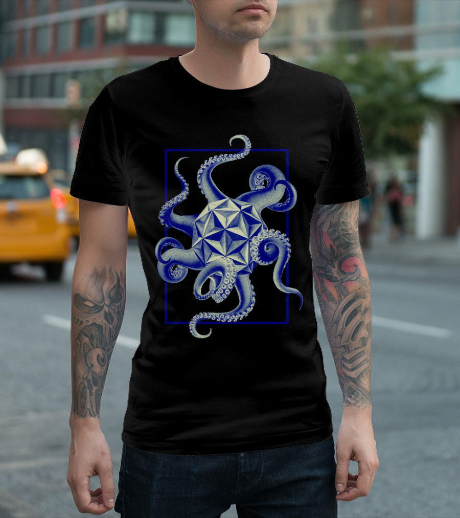 Geometric Octopus Blue T-Shirt