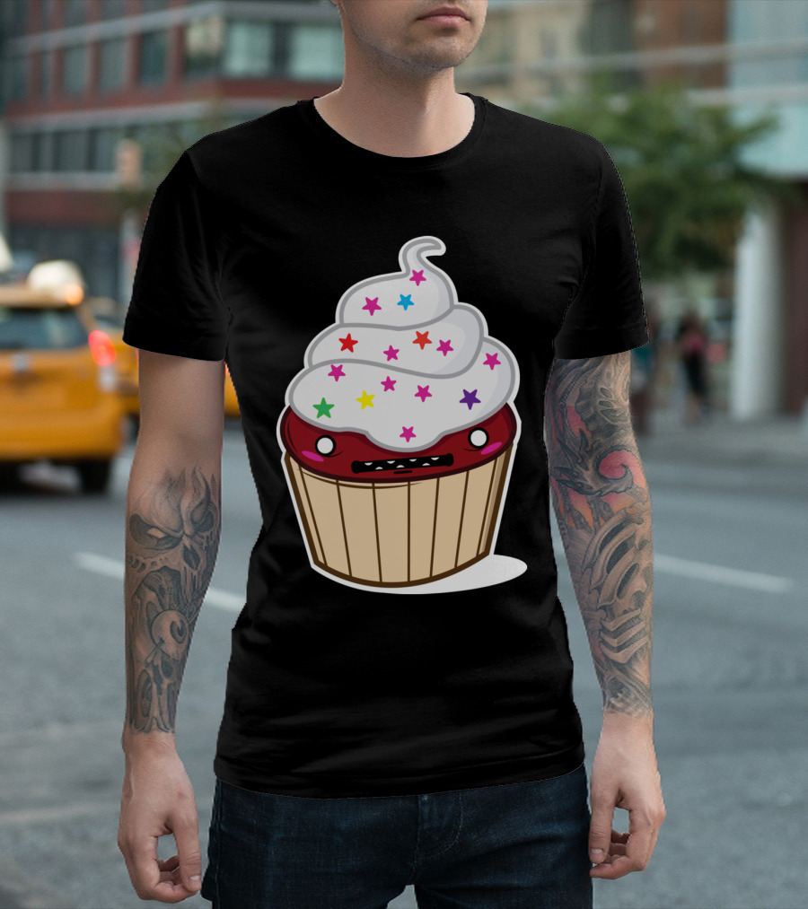 Cupcakey Kawaii Starry Face Frosting T-Shirt
