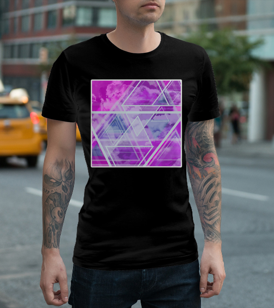 Triangle Square Geometrical Clouds In Pink And Purple Sky T-Shirt