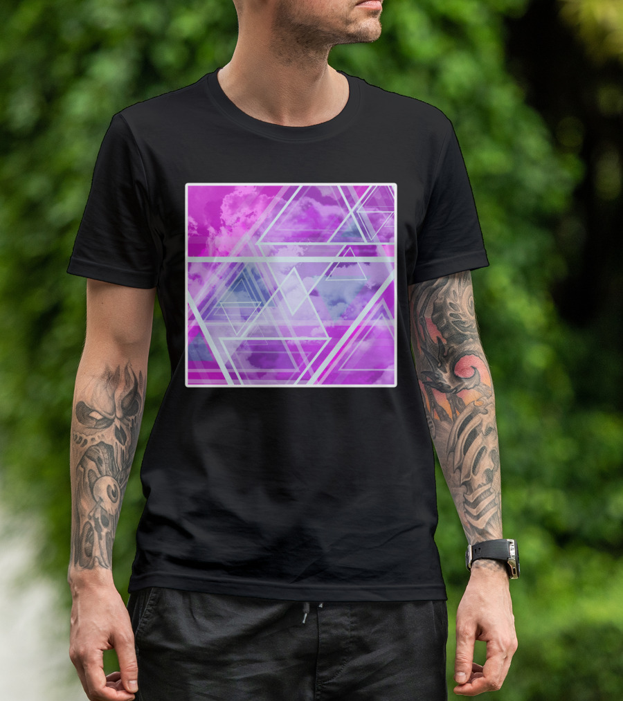 Triangle Square Geometrical Clouds In Pink And Purple Sky T-Shirt