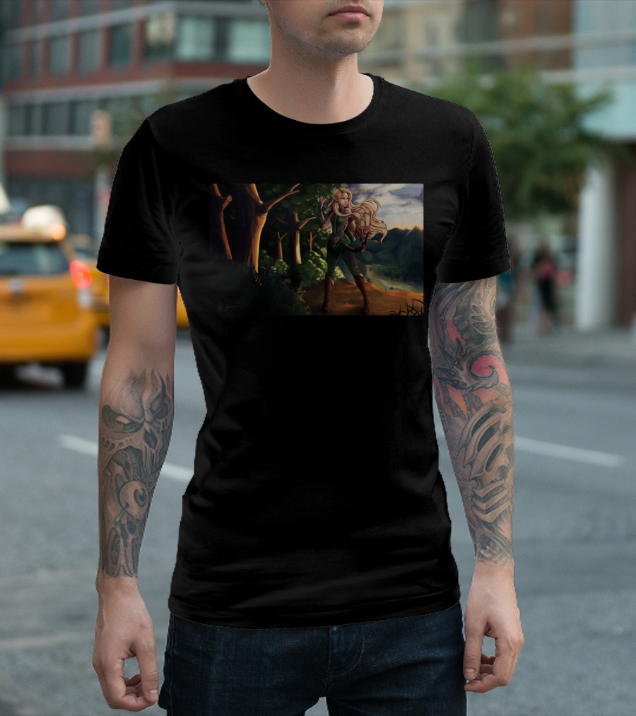 Elf Archer in Enchanted Forest Scene T-Shirt