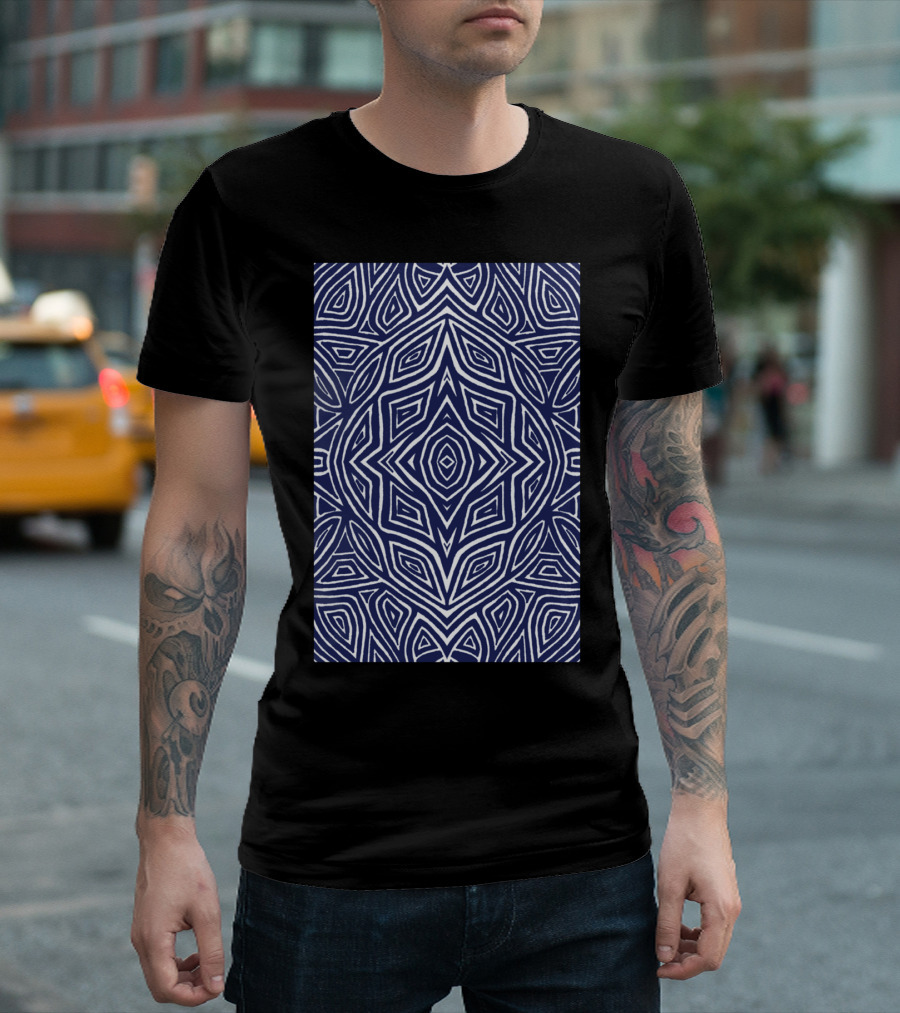 Navy Rose Chas Intricate Geometric T-Shirt