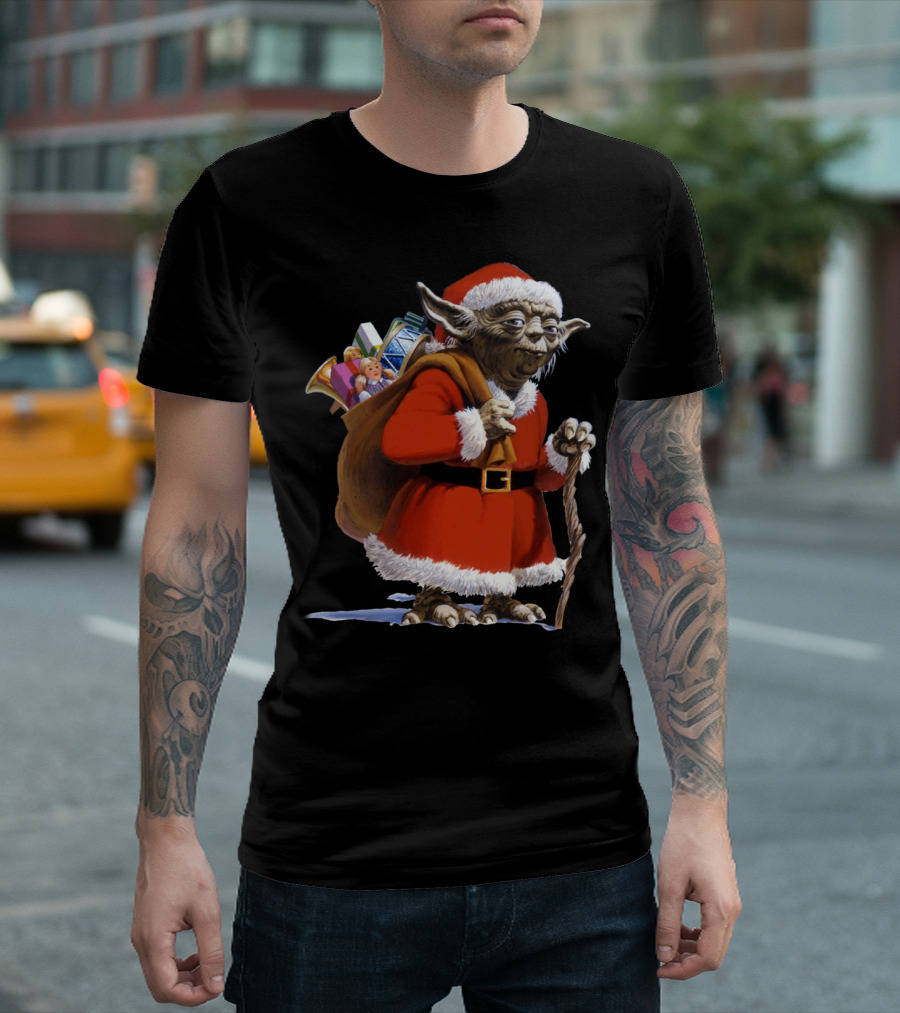 Santa Yoda Holiday Gift Sack Merry Jedi Christmas T-Shirt