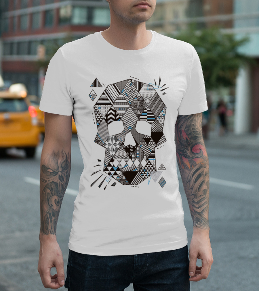 Geometric Soul Skull Pattern in Abstract Shapes and Lines T-Shirt
