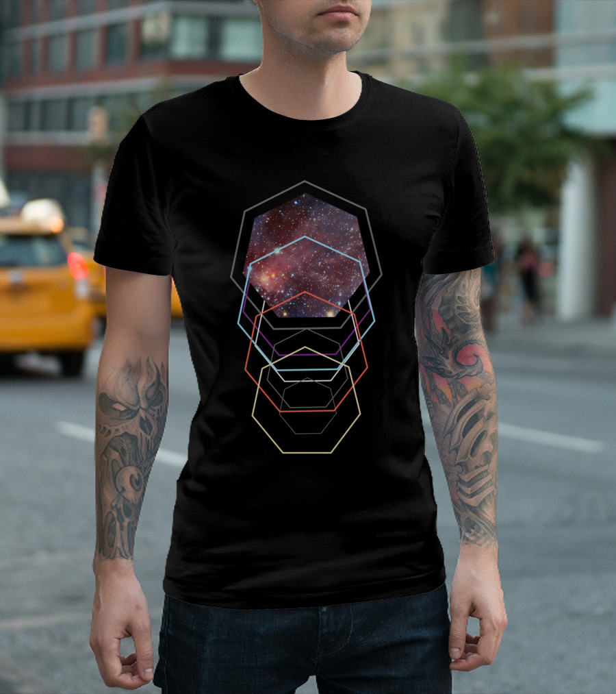 Geometric Galaxy Layers In Space Flight Autopilot T-Shirt