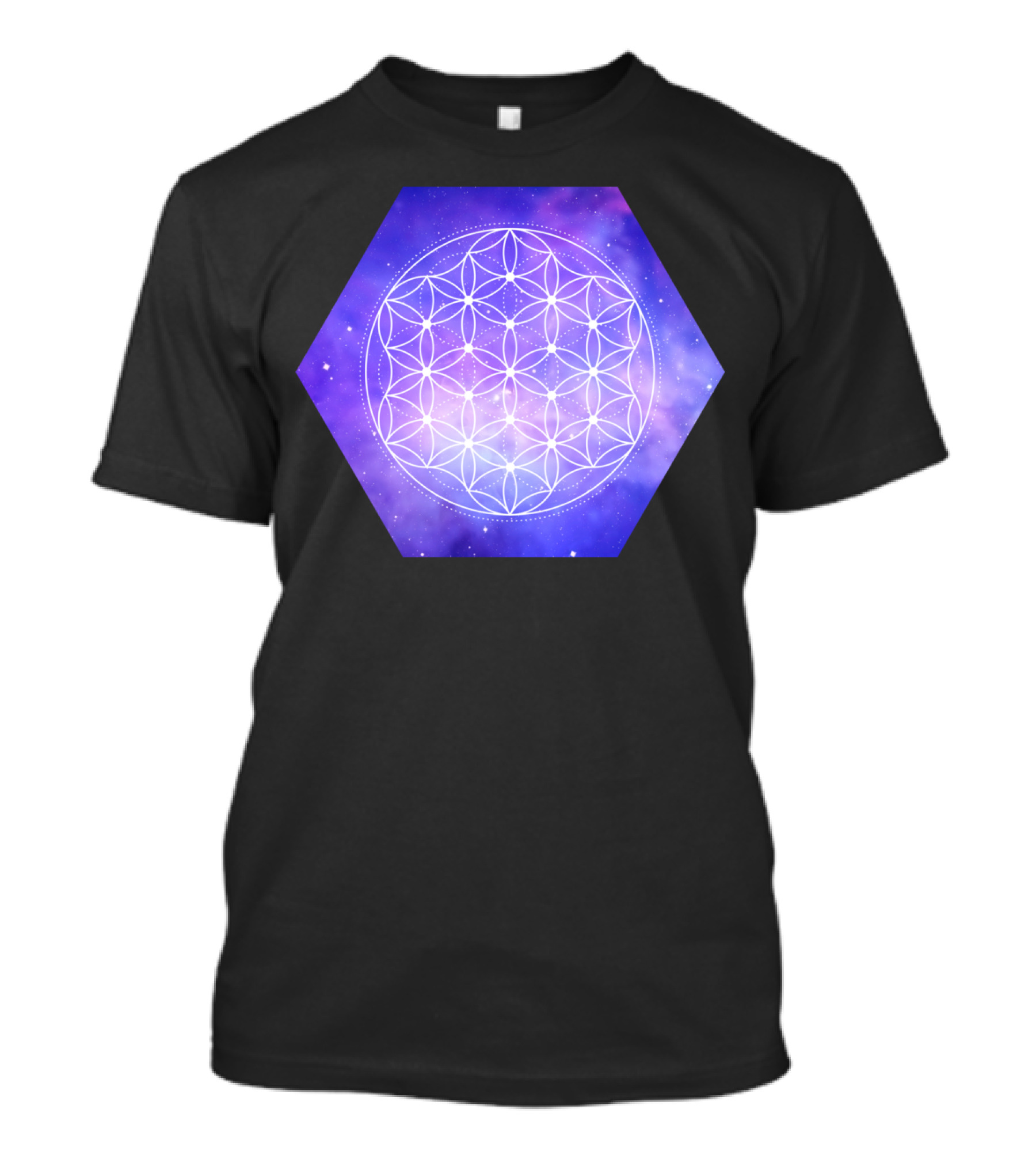 Flower Of Life Purple Galaxy Hexagon T-Shirt