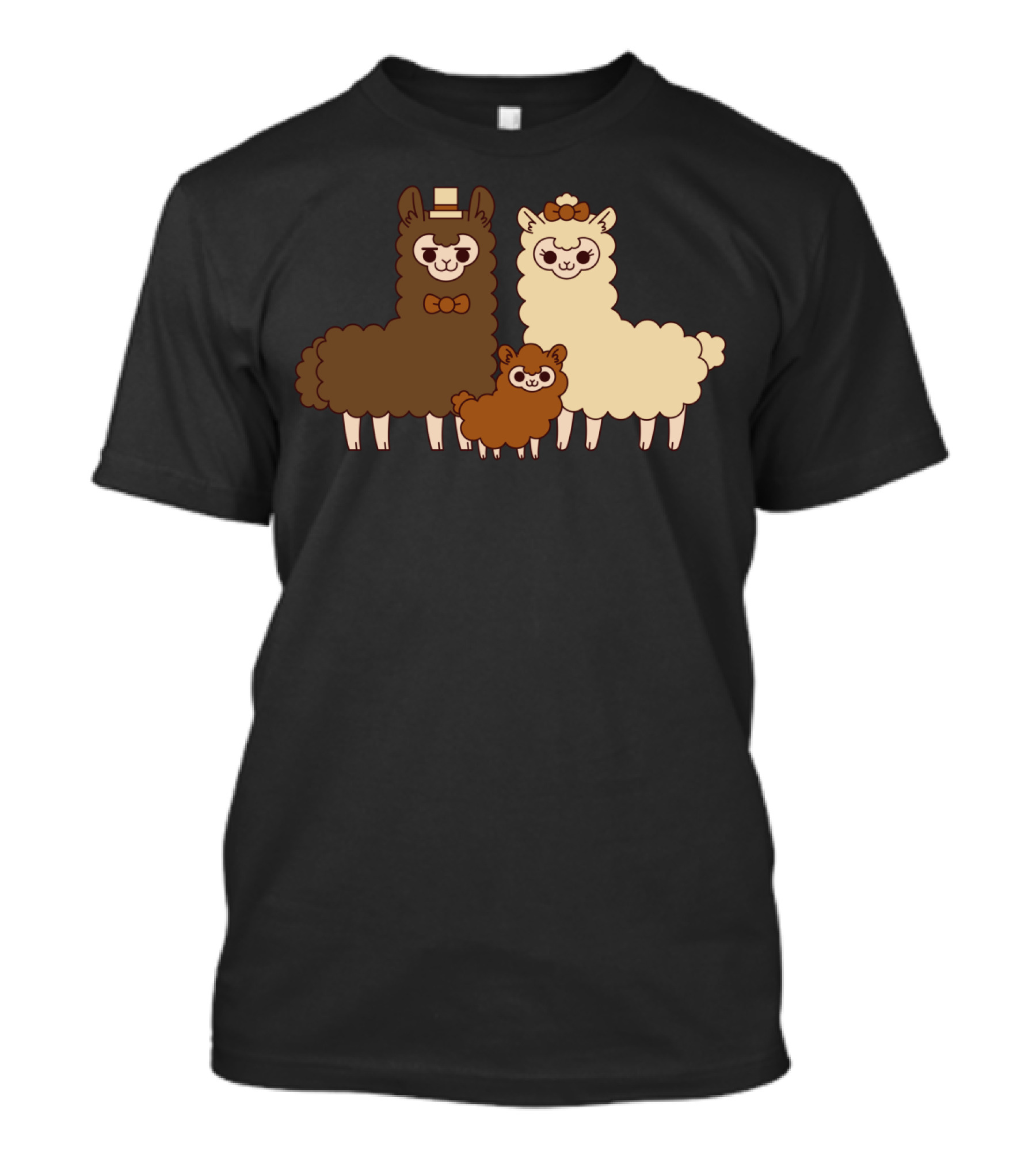 Chocolate Alpaca Family Cute Cartoon Trio T-Shirt