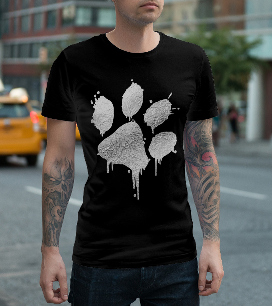 2 Year Kittenz Army Paw Print Silver T-Shirt