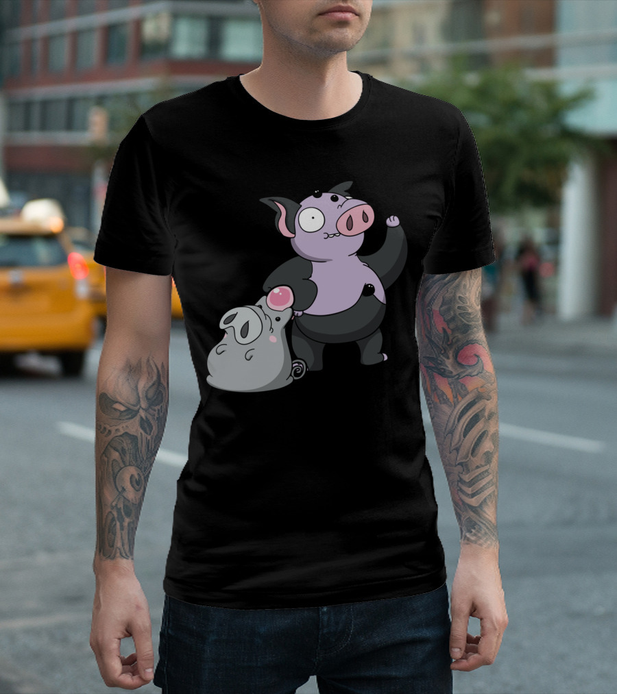 Bouncy Pigsr Playful Cartoon Characters T-Shirt