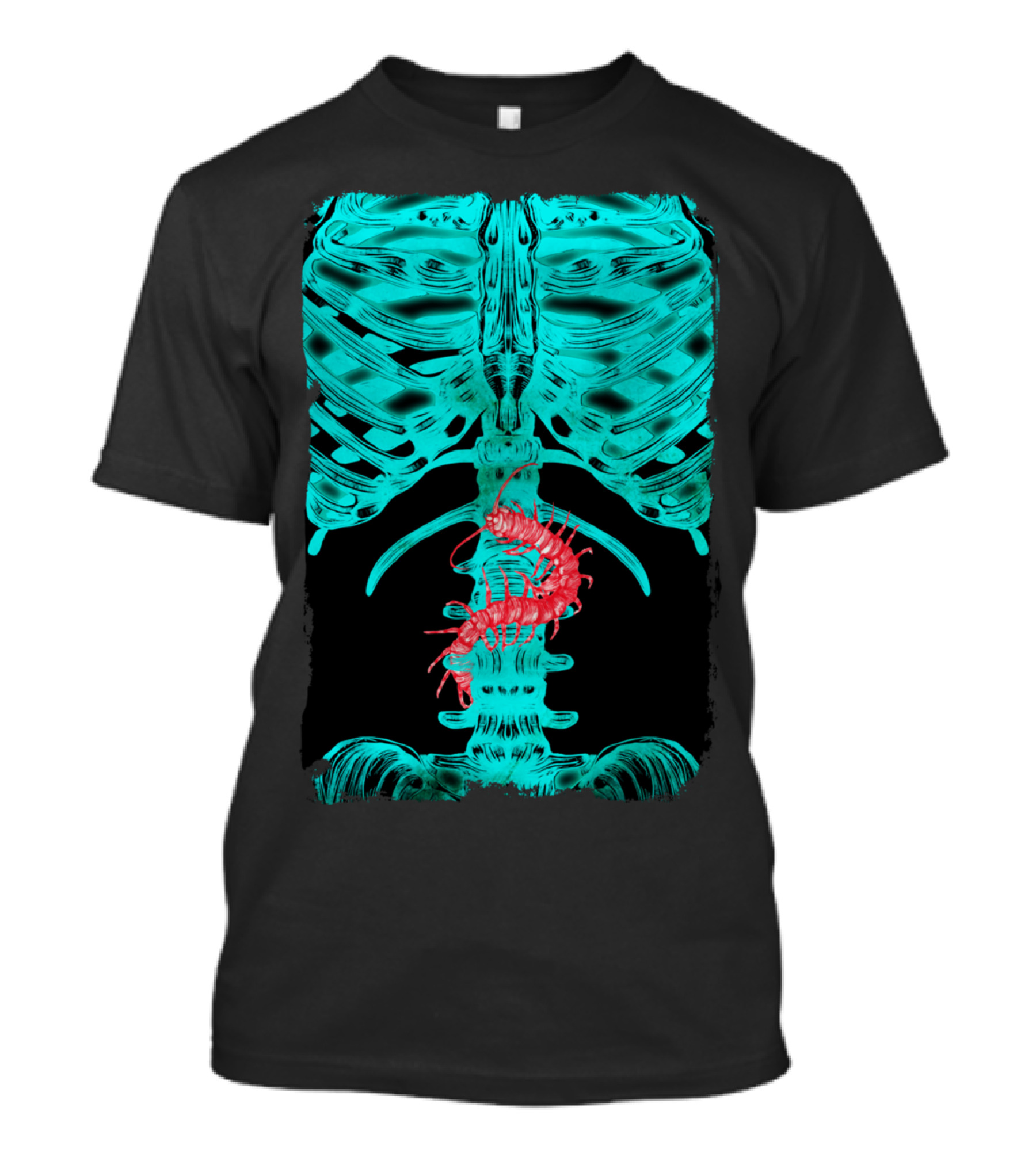 Nervous Human Xrayr Ribcage Centipede T-Shirt