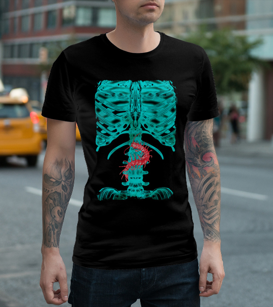 Nervous Human Xrayr Ribcage Centipede T-Shirt