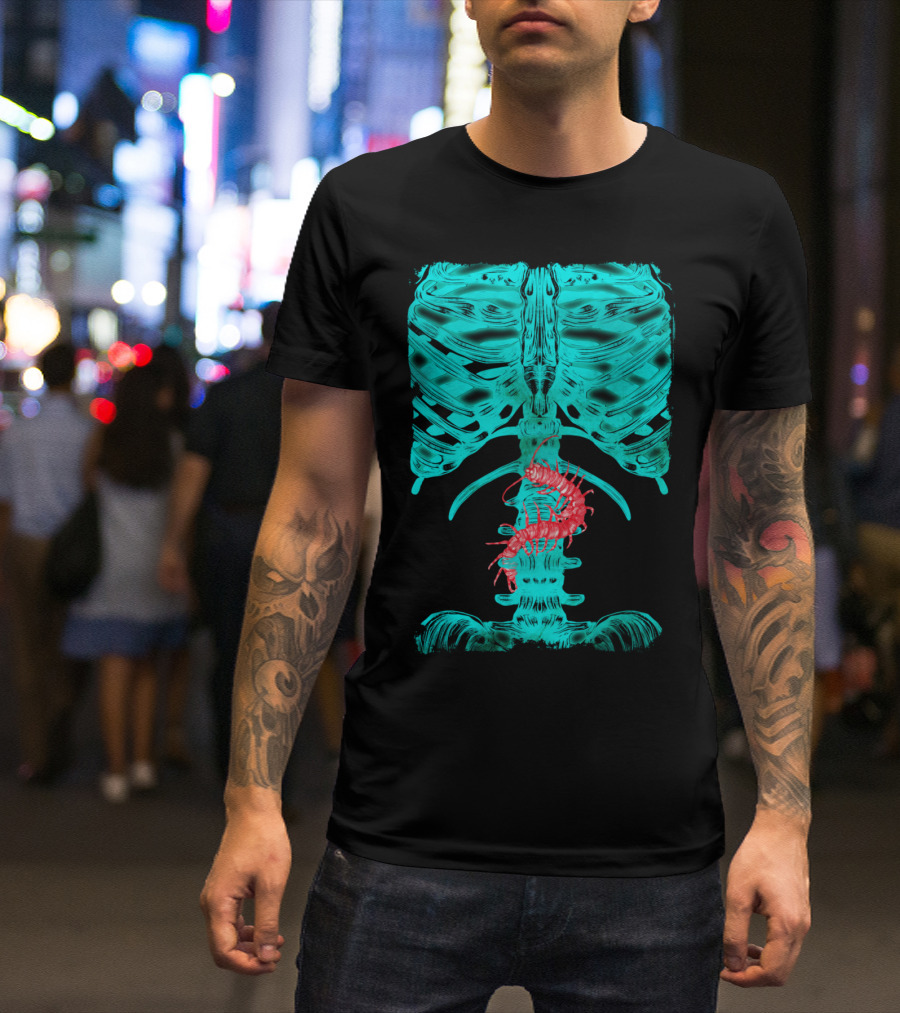 Nervous Human Xrayr Ribcage Centipede T-Shirt