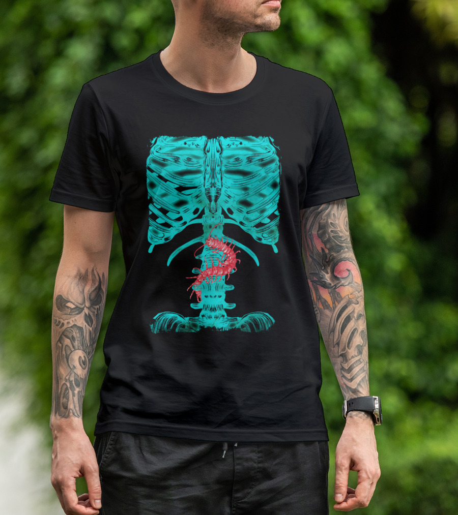 Nervous Human Xrayr Ribcage Centipede T-Shirt