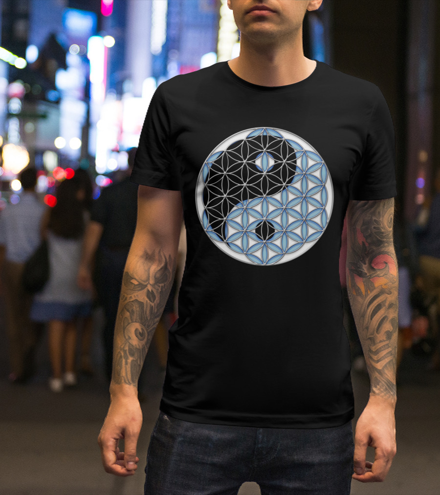 Geometric Yin Yang Flower Of Life T-Shirt