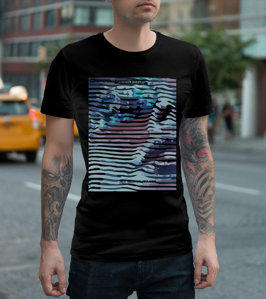 Net Neutrality Now Face Shutup Stripes T-Shirt