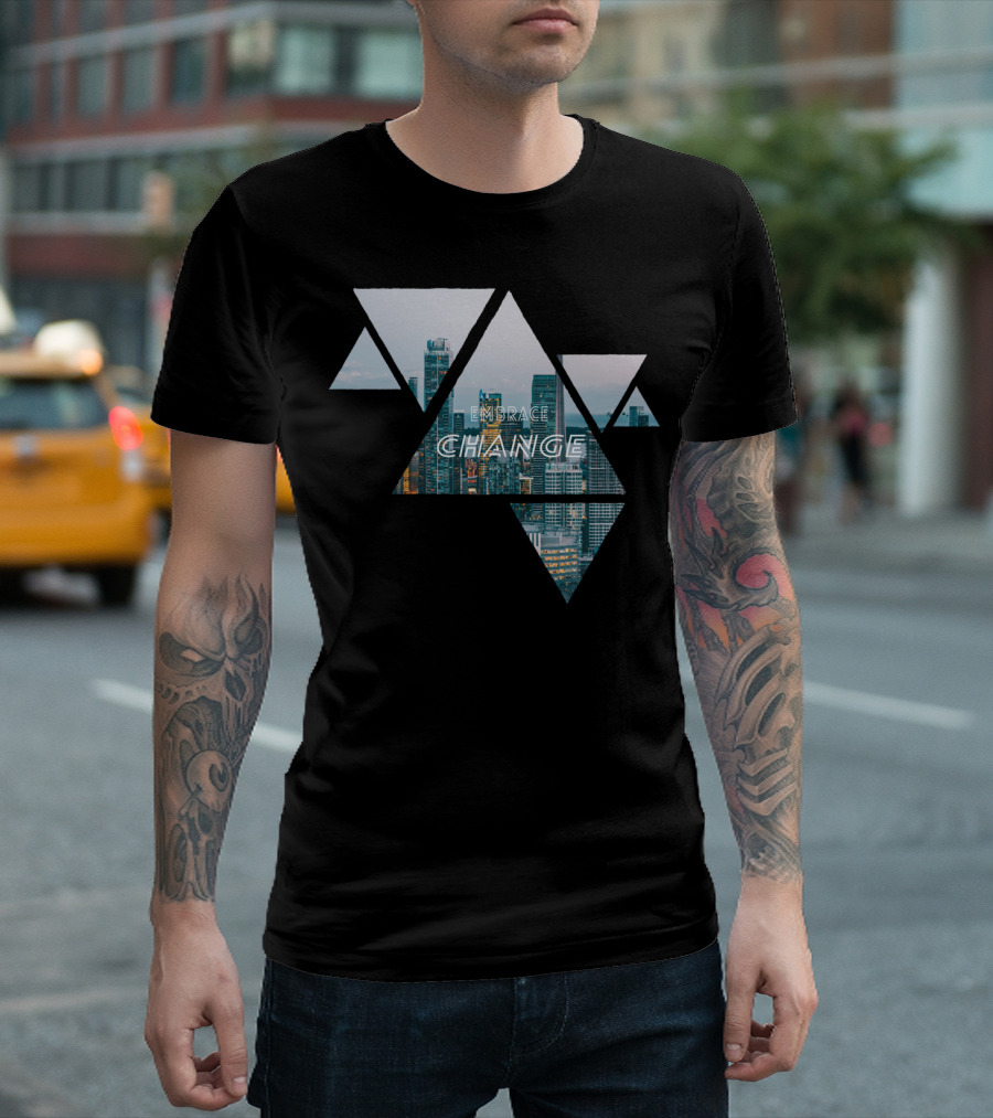 Embrace Change Geometric Cityscape Skyline T-Shirt