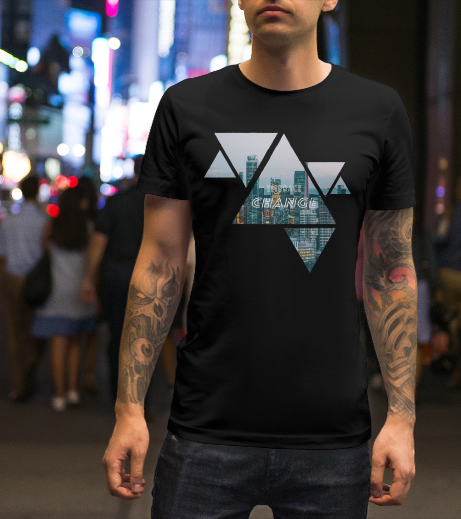 Embrace Change Geometric Cityscape Skyline T-Shirt