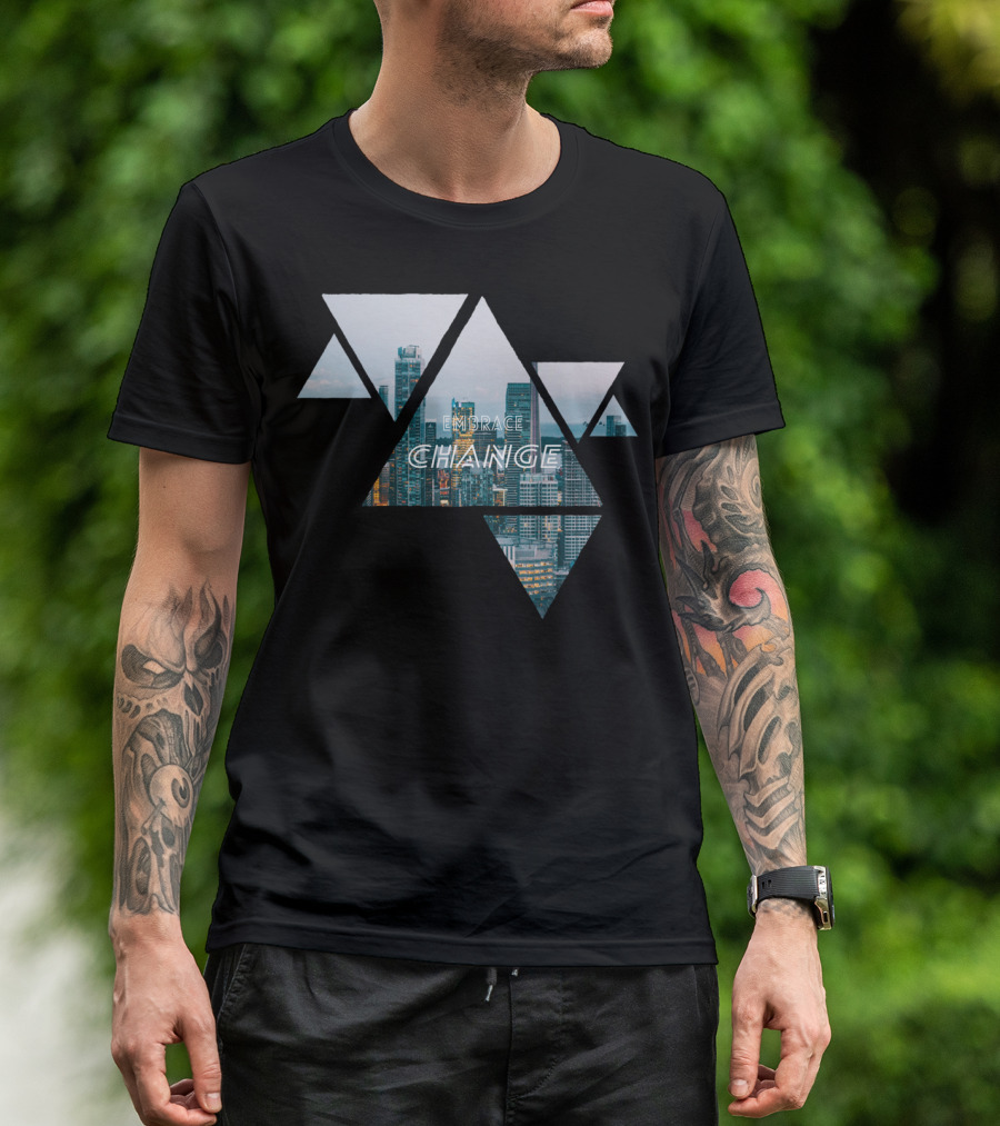 Embrace Change Geometric Cityscape Skyline T-Shirt