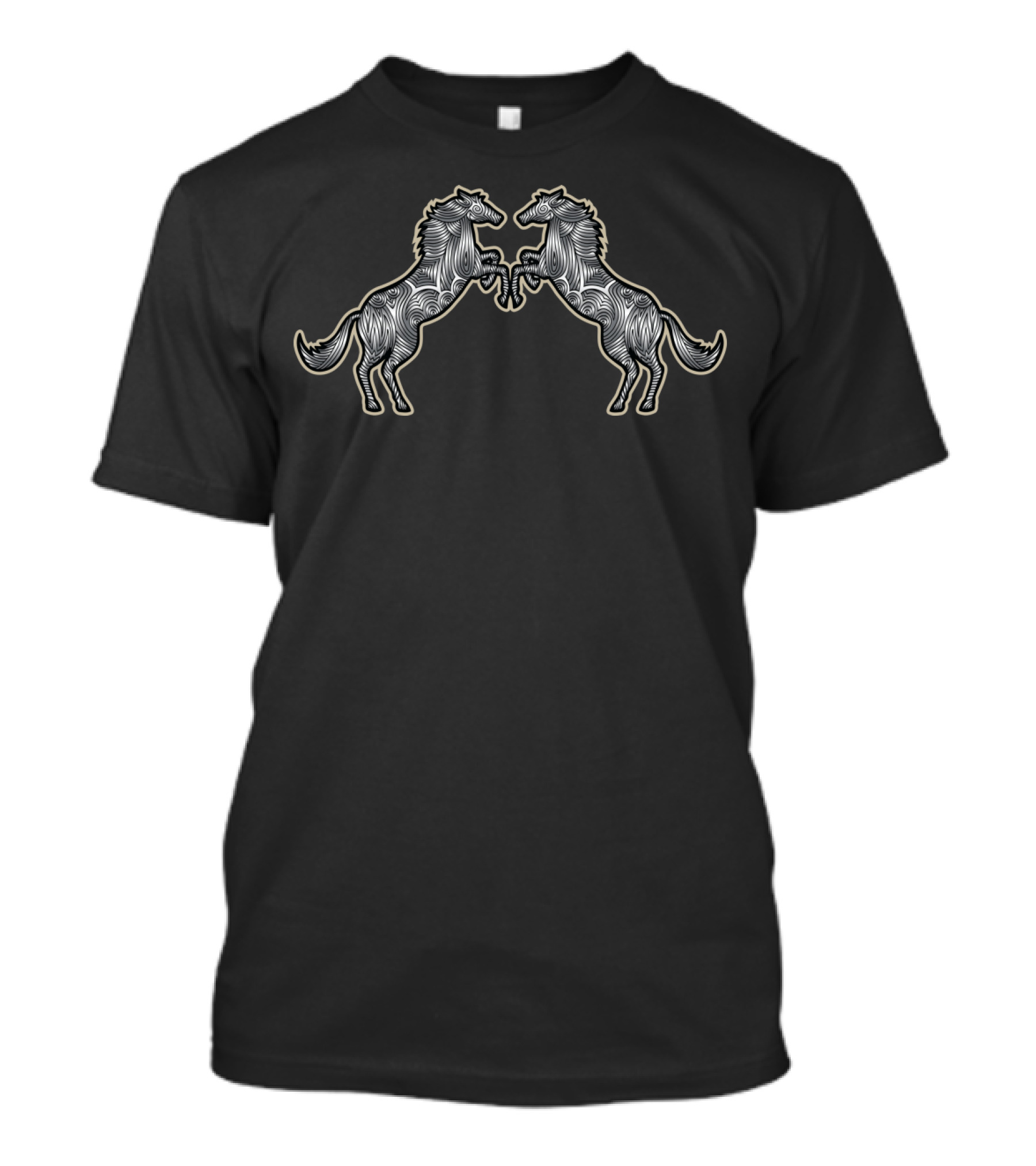 Curl Horses Ornamental Twin Horse T-Shirt
