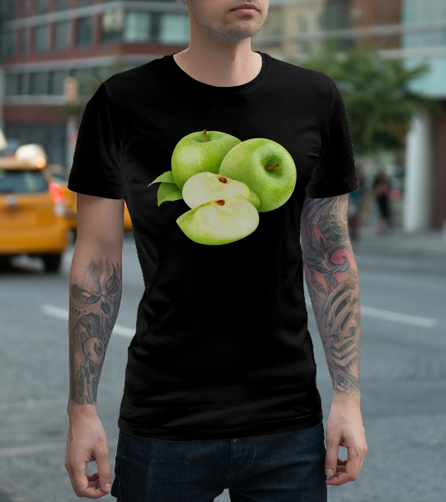 Cut Green Apples with Leaves T-Shirt